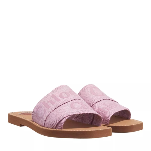 Chloé Woody Flat Sandals Creamy Lilac Slip-in skor