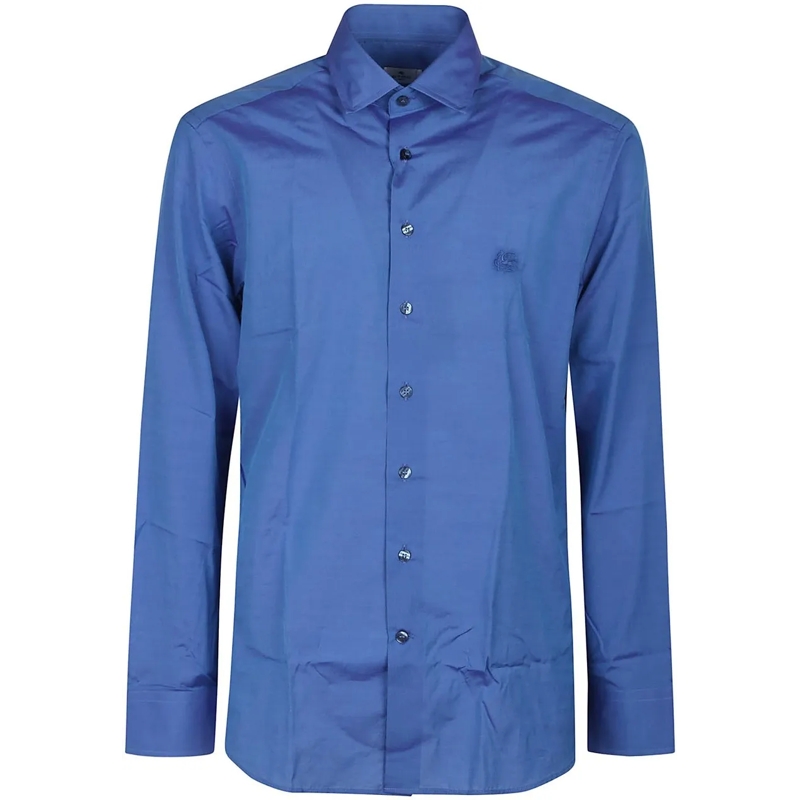 Etro Legeres Oberteil Roma Long Sleeve Logo Shirt Blue blau