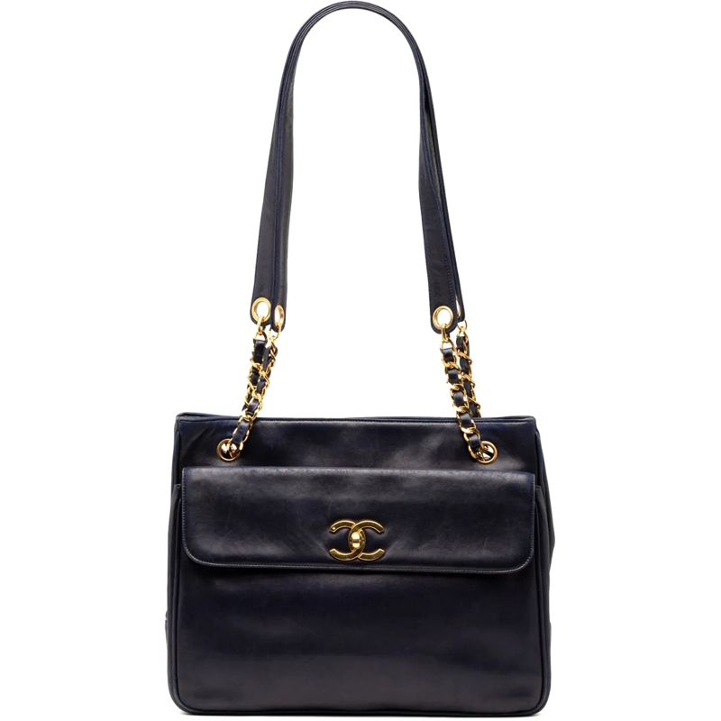 Chanel Shopper CC Lambskin Front Pocket Tote blau