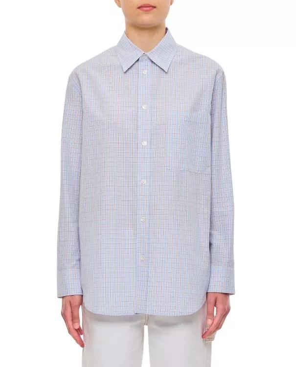 Bottega Veneta - Cotton Linen Woven Check Shirt - Größe 40 - blue