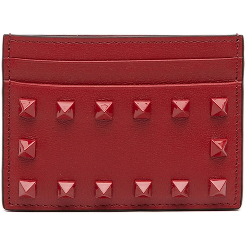 Valentino Garavani Geldbörse Leather Rockstud Card Holder rot