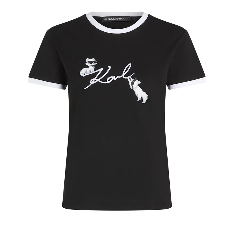 Karl Lagerfeld T-Shirt Ikon Signature Choupette T-Shirt T-shirt schwarz