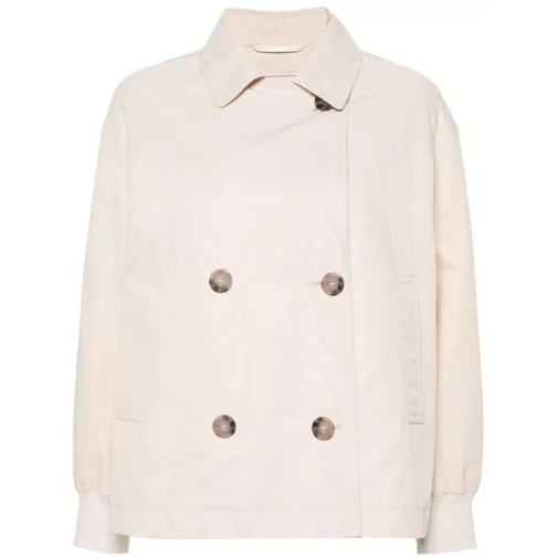 Peserico Double-Breasted Trench Jacket Neutrals 