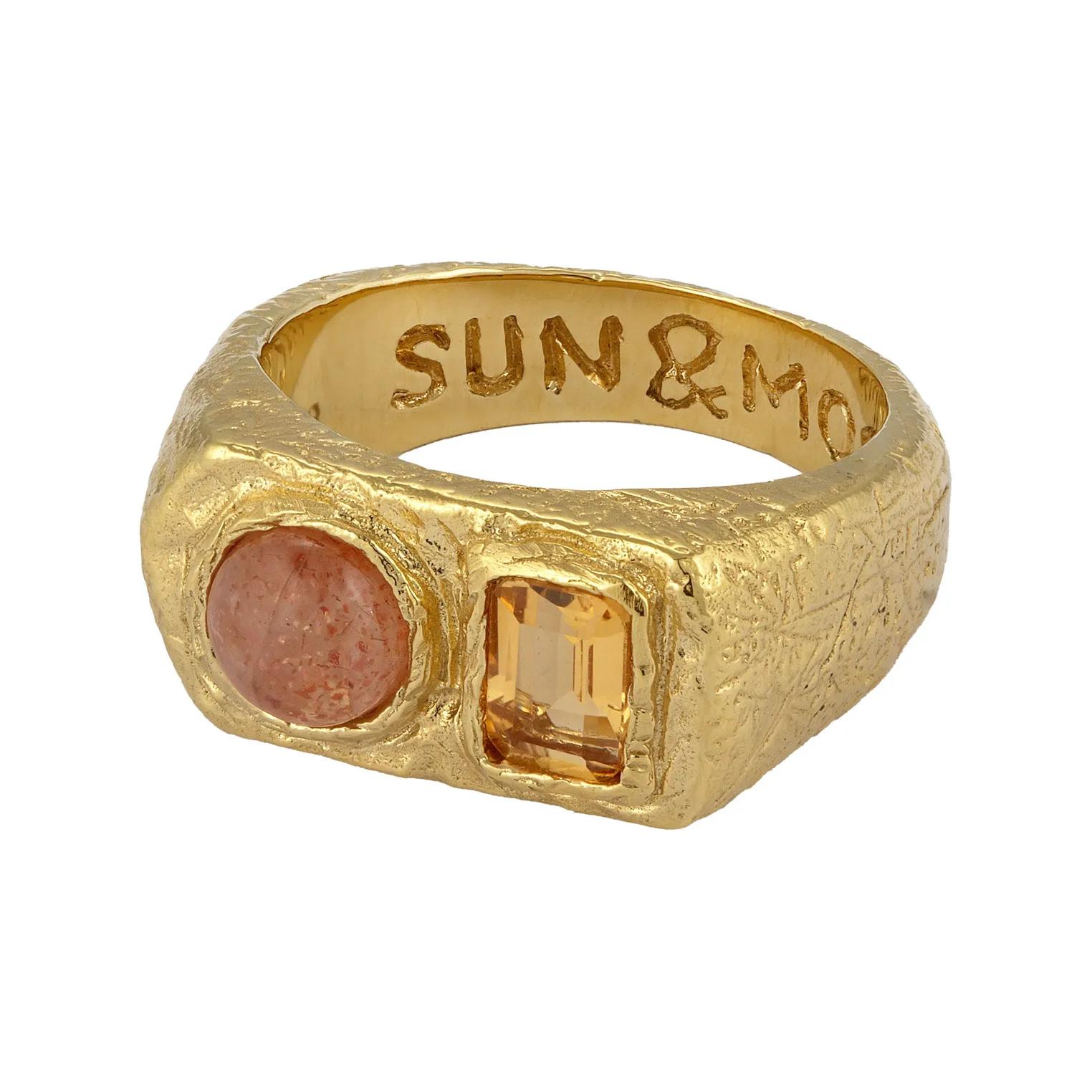 Thumbnail - Haze & Glory Ring - Ring Cocktail Citrin Sonnenstein Orange 925 Sterli - Gr. 60 MM - in Gold - für Damen