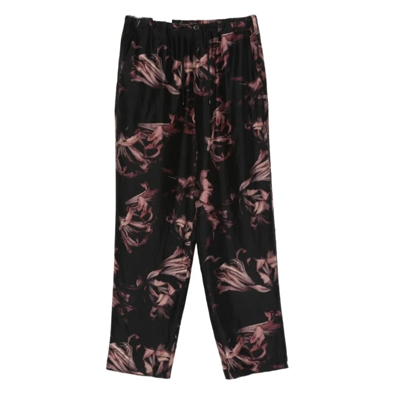 Dries Van Noten Anzugshose Relaxed-Fit Floral Print Trousers Black