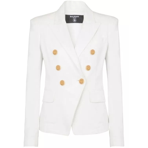 Balmain White 6-Button Denim Jacket White 