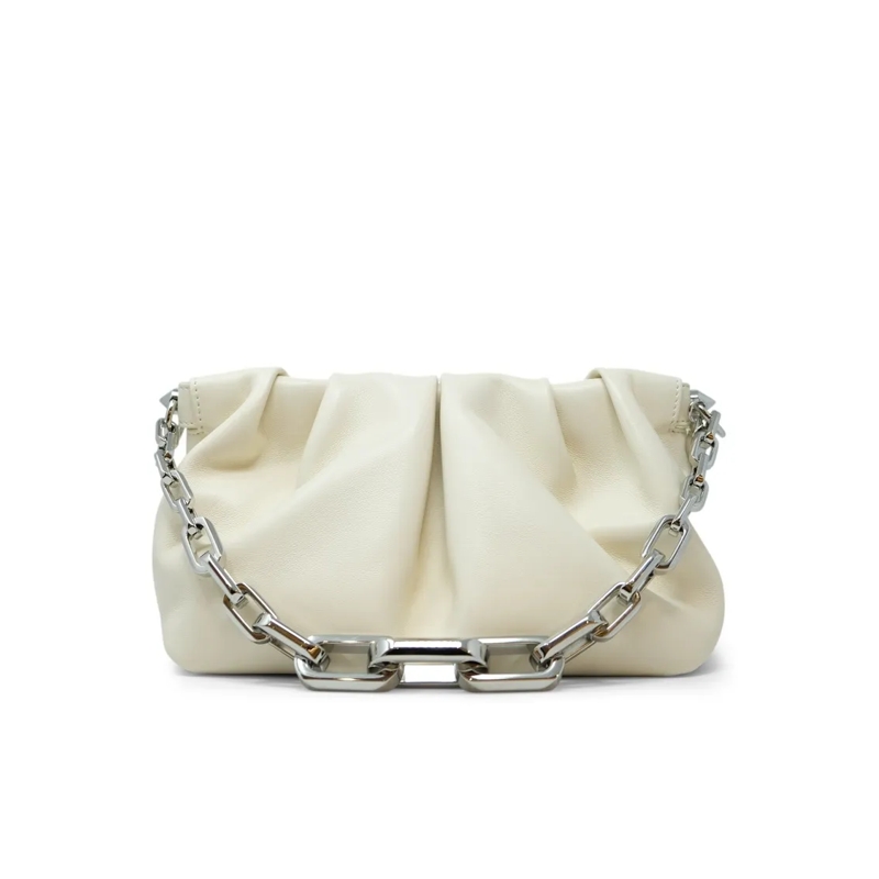 Christian Louboutin Schultertasche Ivory Nappa Leather Shoulder Bag With Silver Chain Grey