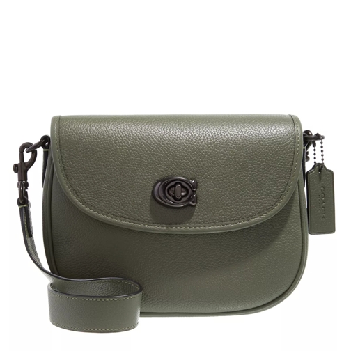 Coach Polished Pebble Leather Willow Saddle Bag V5/Army Green Cross body-väskor