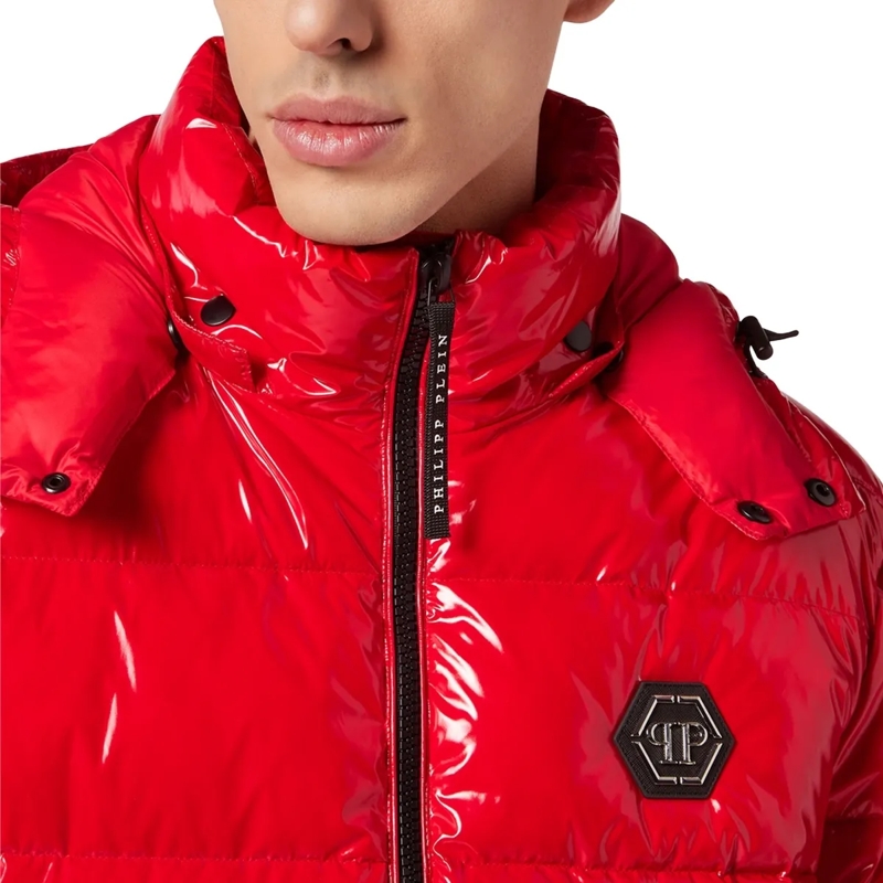 Philipp Plein Lederjacke Jacke Hexagon rot(Image 4)
