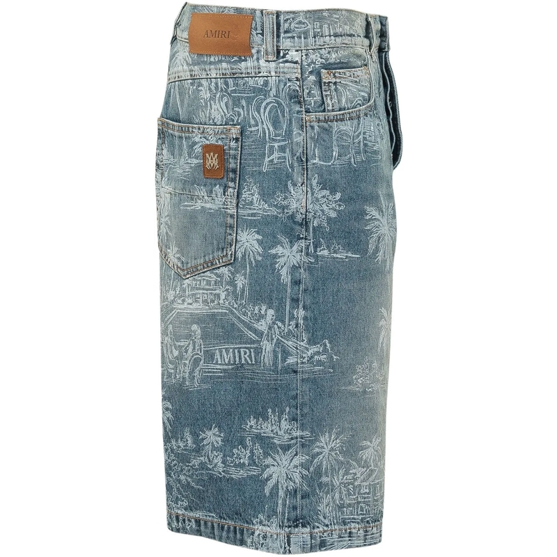 Amiri Shorts Chateau Denim Shorts con Stampa Paesaggio blau(Image 3)