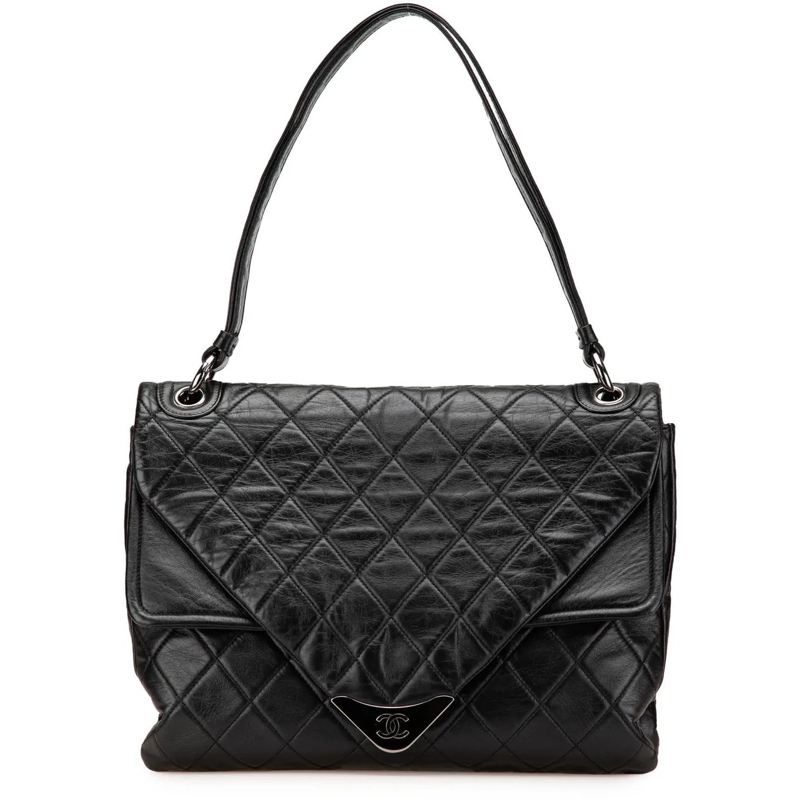 Chanel Sac à bandoulière Quilted Lambskin Padded Envelope Double Flap schwarz