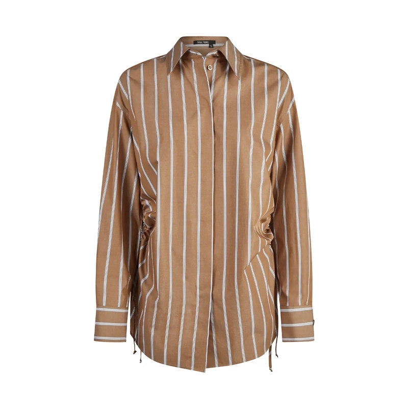 Marc Aurel Bluse Hemd- überschnittene Schultern- gerundeter Saum beige