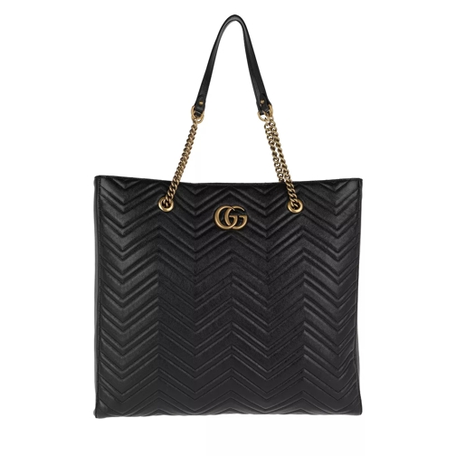 Gucci GG Marmont Matelassé Large Tote Black Rymlig shoppingväska