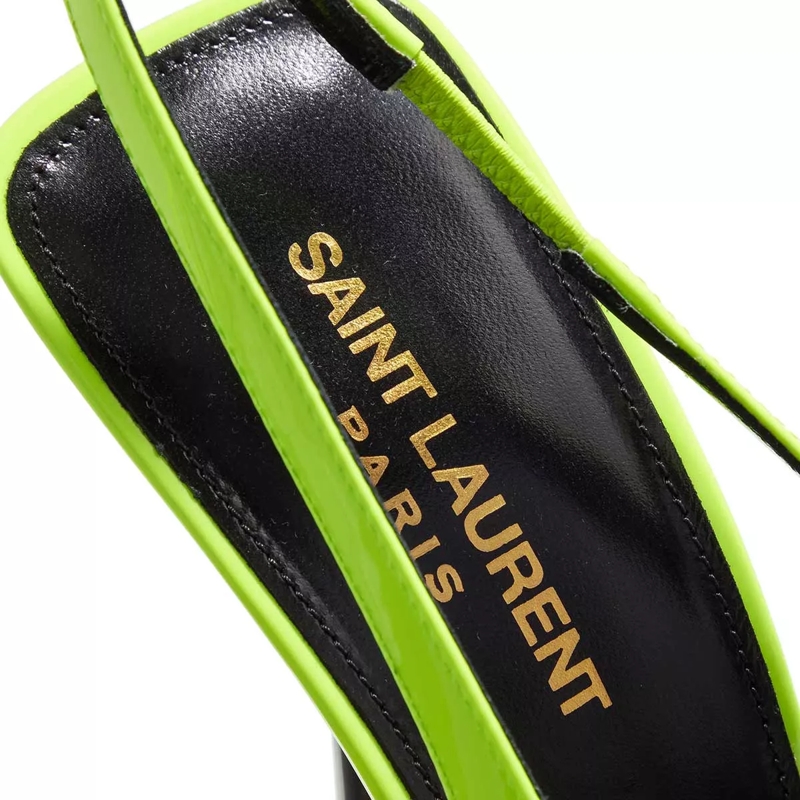 Saint Laurent Pumps Kiss Patent Leather Slingback Pumps Jaune Fluo(Image 3)