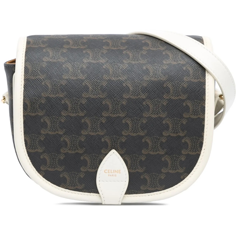 Celine Schultertasche Medium Triomphe Coated Canvas Folco Crossbody braun