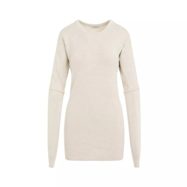 Lemaire - Light Cream Alpaca Dress With Detachable Sleeves - Größe M -