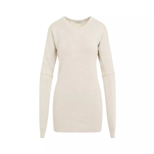 Lemaire Light Cream Alpaca Dress With Detachable Sleeves Neutrals 