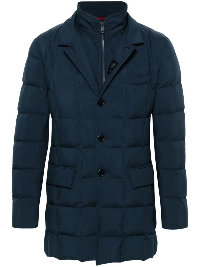 Thumbnail - Fay - Navy Blue Quilted Padded Coat - Größe XL - blau