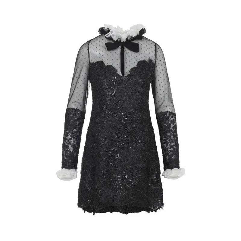 Giambattista Valli Mini-jurk Fitted Mini Dress With Lace Black