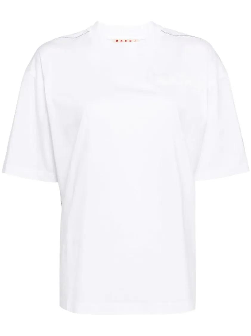 Marni - Padded-Logo Organic-Cotton T-Shirt - Größe 38 - weiß