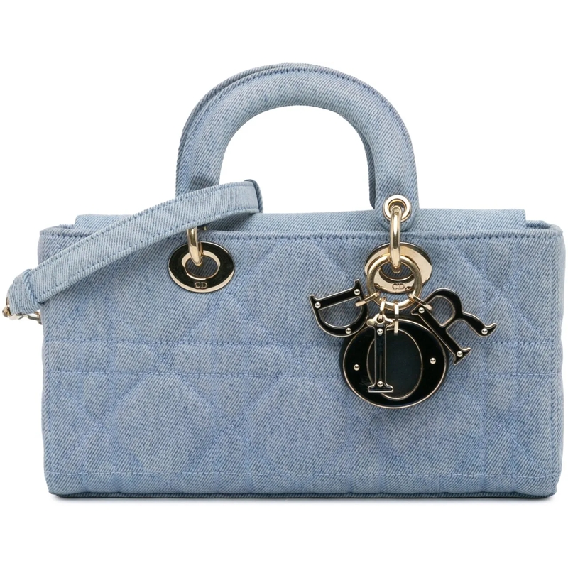 Christian Dior Schultertasche Small Denim Macrocannage Lady D Joy blau