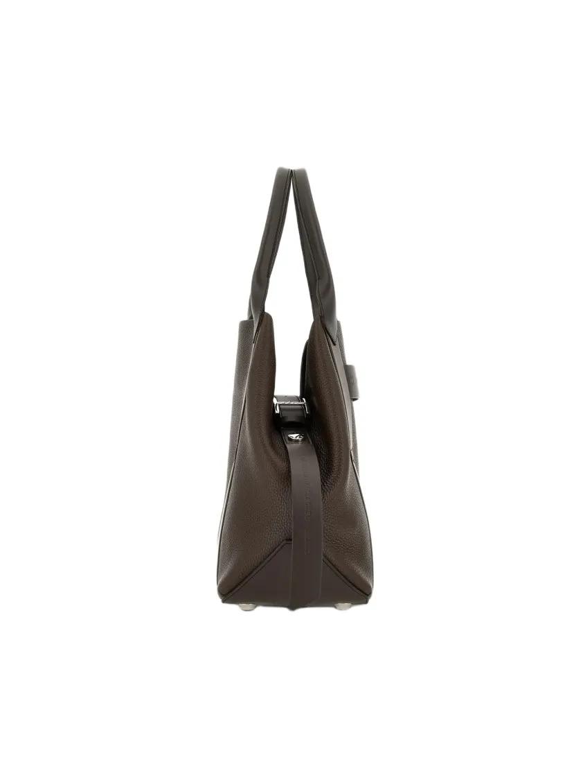 Thumbnail - Hogan Shopper & Totes - Structured Hammered Leather Tote Bag With Embossed - Gr. unisize - in Schwarz - für Damen