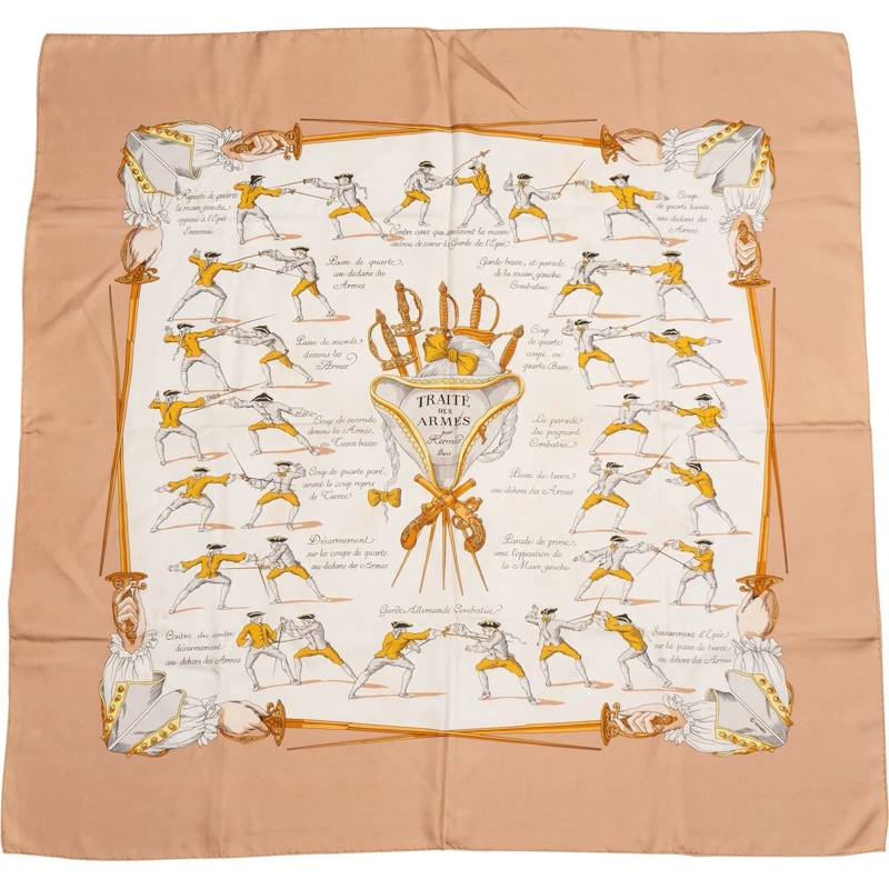 Hermès Wollschal Hermes Classic "Traite Des Armes" Silk Carre 90 Sc braun