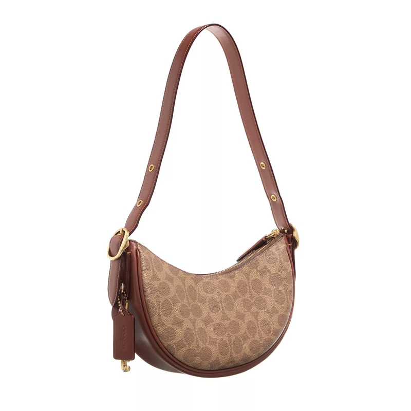 Coach Hobo Bag Coated Canvas Signature Luna Shoulder Bag Tan Rust(Image 3)