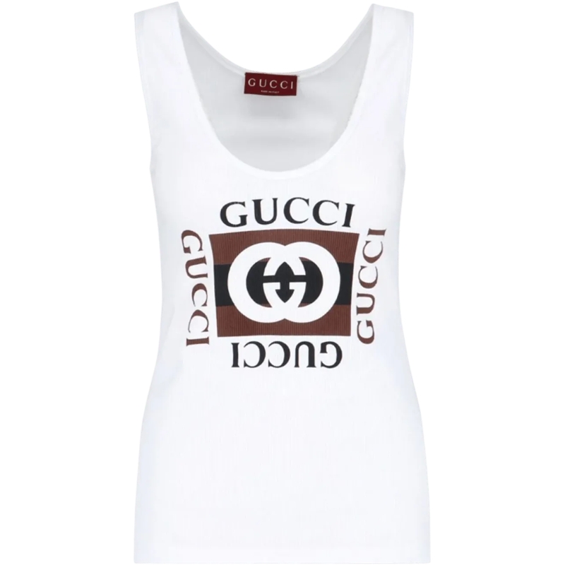 Gucci Top Canotta con logo GG weiß