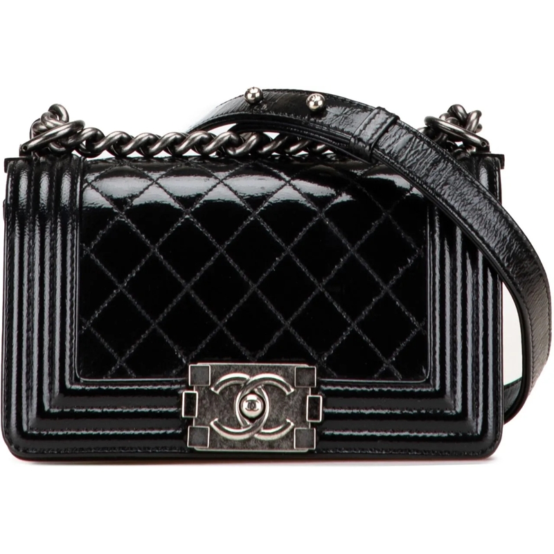 Chanel Sac à bandoulière Small Quilted Patent Boy Flap schwarz