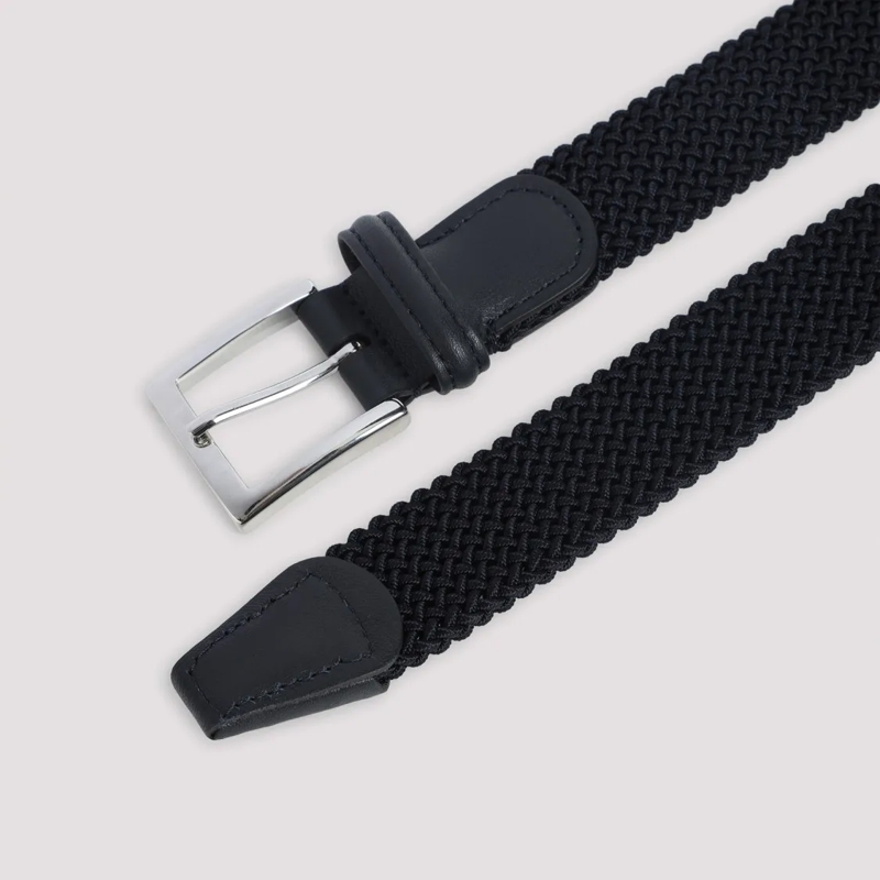 Kiton Riem Refined Woven Calf Leather Kiton Belt Black