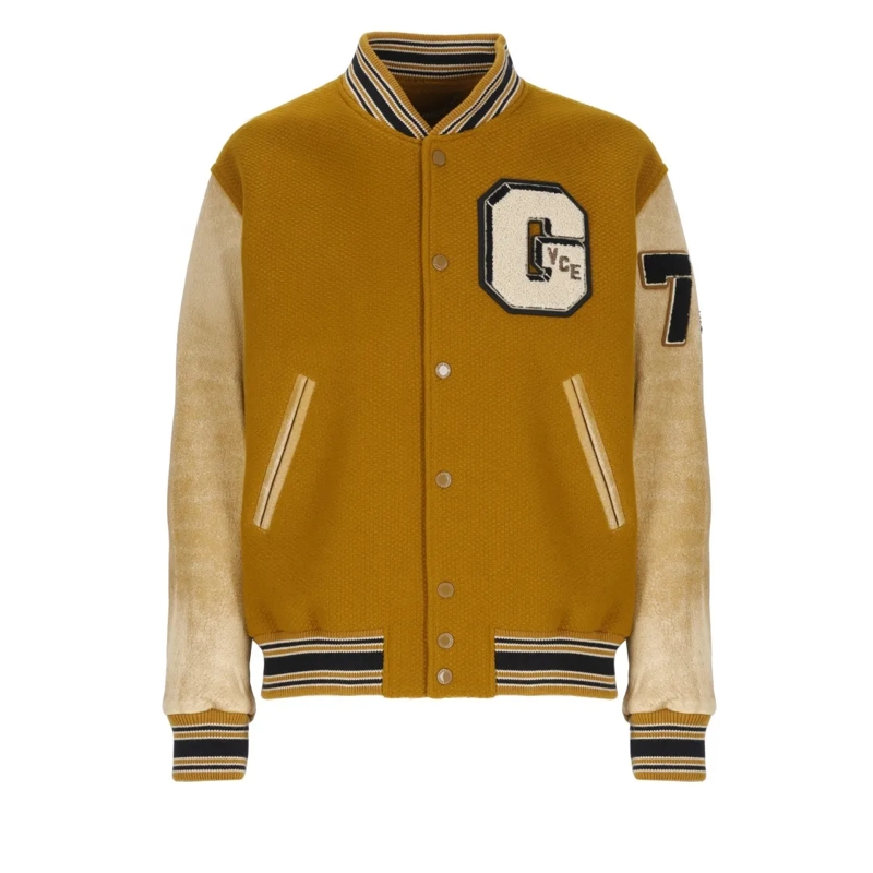 Golden Goose Blouson aviateur Textured Wool Jacket With High Neck Gold