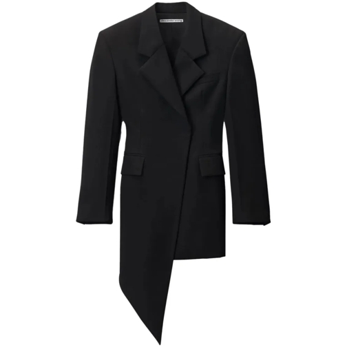 Alexander Wang Asymmetric Blazer Wool-Twill Mini Dress Black Mini robes