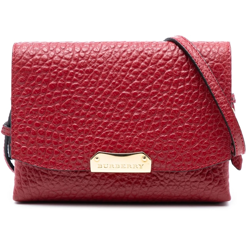 Burberry Schultertasche Embossed Grained Leather Langley Crossbody rot
