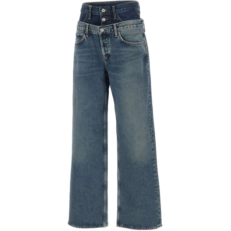 Agolde Jeans mit geradem Bein High-Waisted Wide-Leg Jeans With Vintage Wash Blue