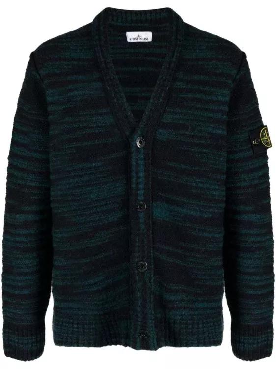 Stone Island - Compass-Badge Wool-Blend Knitwear Cardigan - Größe XXL - black