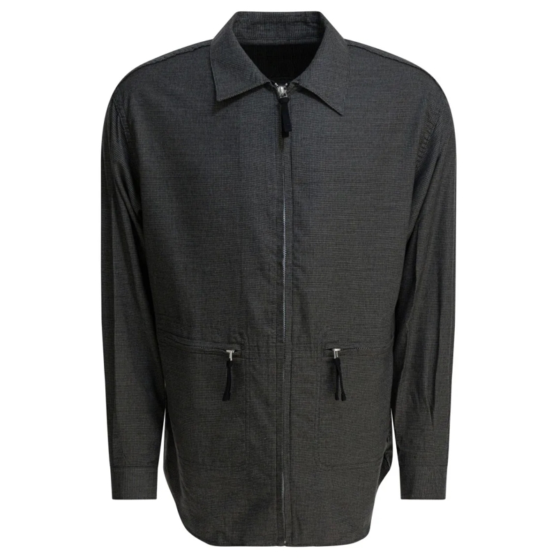Comme des Garcons  Grey Cotton Overshirt Jacket With Structured Colla Black