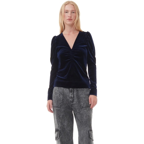 GANNI TOP BLAUES TOP AUS SAMT blau 