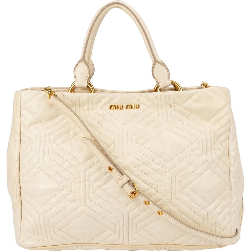 Miu Miu Schultertasche Miu Miu Quilted Leather City Handbag weiß