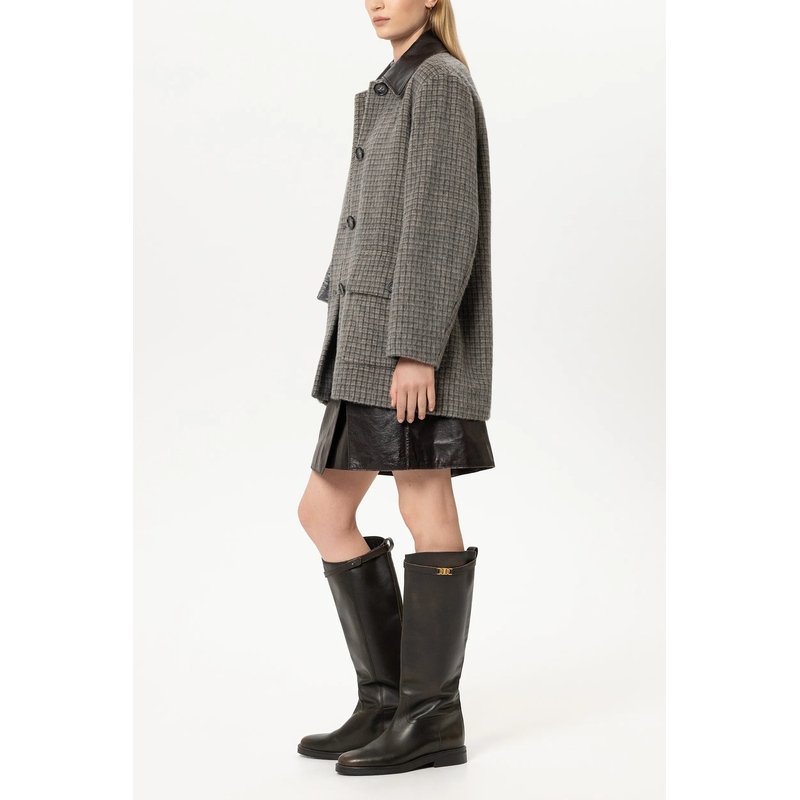 Luisa Cerano Mantel Karo-Kurzmantel aus Woll-Mix heather grey(Image 3)