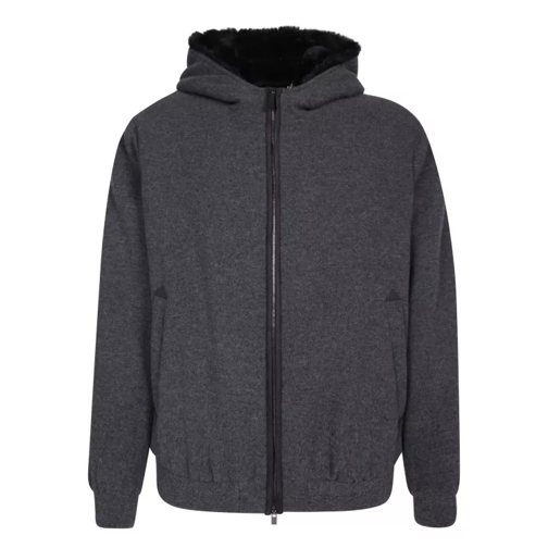 Canali Hooded Sweatshirt With Front Zip Closure Grey 