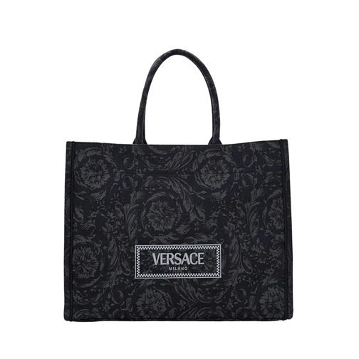 Versace Tote Barocco Embroidery Extra Large Tote Bag Black