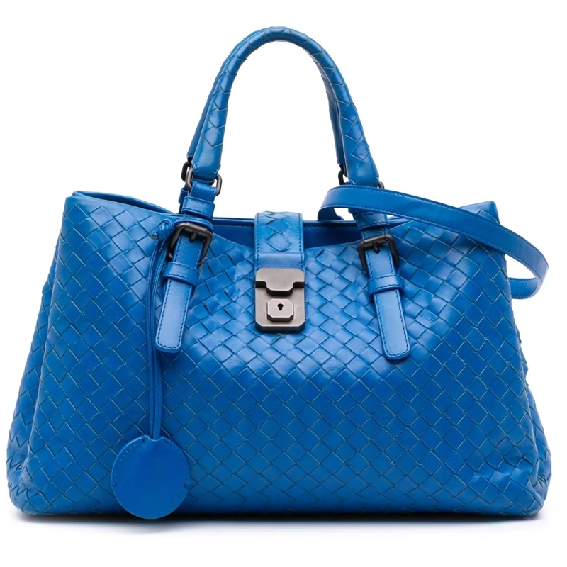 Bottega Veneta Schultertasche Small Nappa Intrecciato Roma Satchel blau