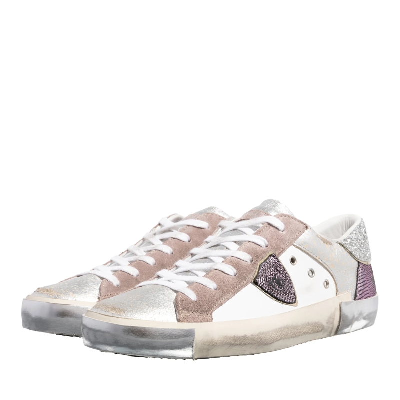 Philippe Model Low-Top-Sneaker Prsx Low Woman Veau Python Mix_Blanc Violet