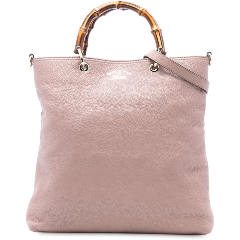 Gucci Schultertasche Tall Leather Bamboo Shopper Tote rose