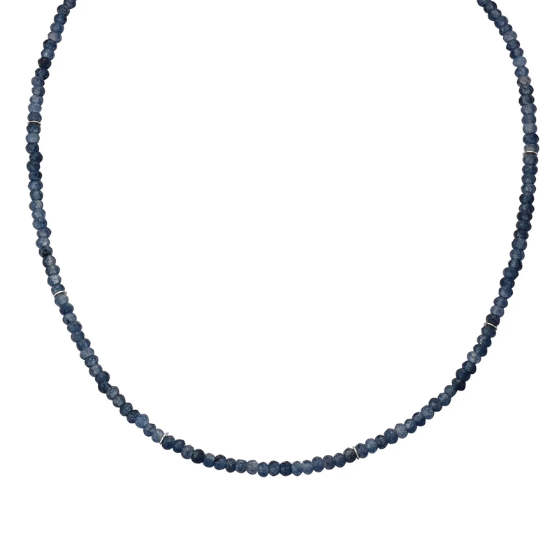 Glanzstücke München Mittellange Halskette Sterling Silber Halskette Chalcedon blau