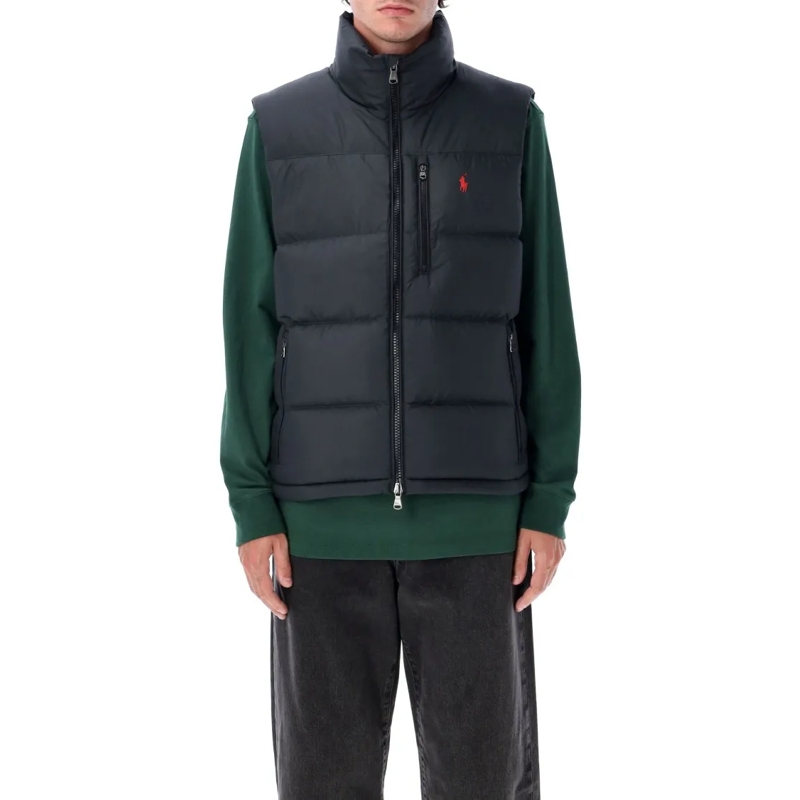 Polo Ralph Lauren Daunenjacke Quilted Black Puffer Vest With Stand-Up Collar Black