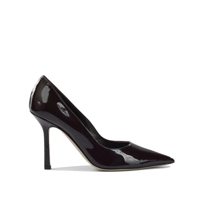 Ninalilou Pumps Bordeaux High-Heeled Pumps With Patent Leather Fin Black
