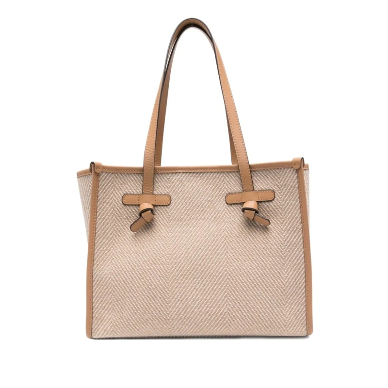 Gianni Chiarini Fourre-tout Structured Beige Shopper Bag With Herringbone Text Neutrals