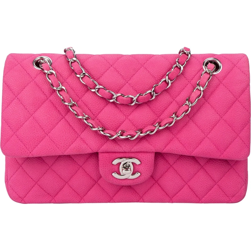 Chanel Sac à bandoulière Chanel Quilted Caviar Leather Medium Double Flap C rose
